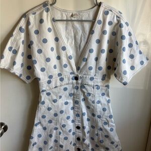 Billabong White and Blue Ruched Sundress